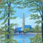 The Human Touch at Factory Island, oil, by Carolyn Judson