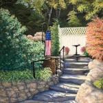 Garden Steps in Afternoon Sun, acrylic, by Ed Morton